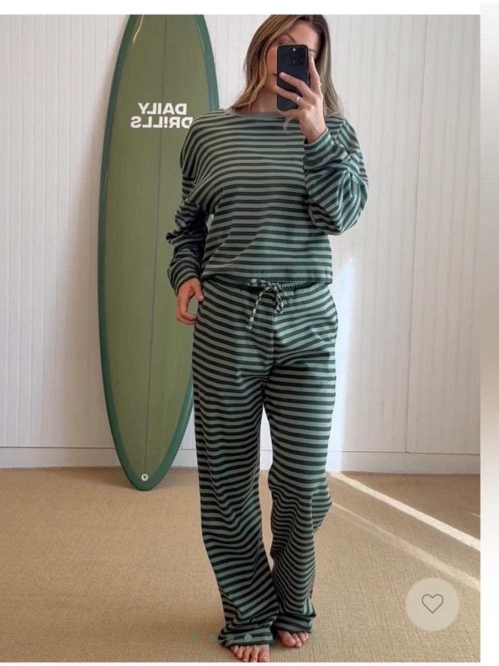 Daily Drills Set! Forest & DD Green tonal stripes. XS/S pants and top